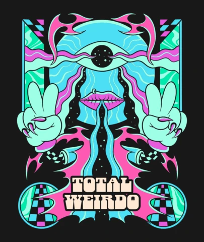 Psychedelic Art Total Weirdo Surreal Imagery T-Shirt Design Template