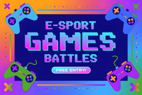 Plantilla de diseño retro para volantes de eventos de e-sport.