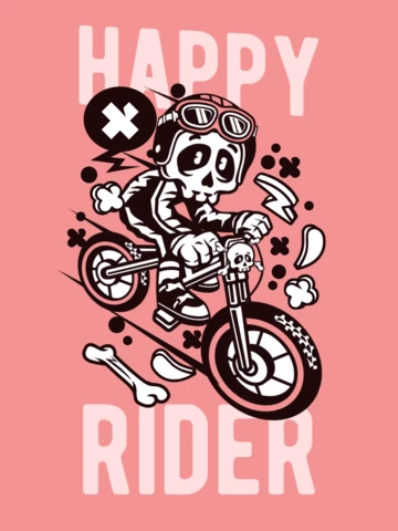 Modèle de conception de t-shirt de personnage de crâne de cavalier heureux