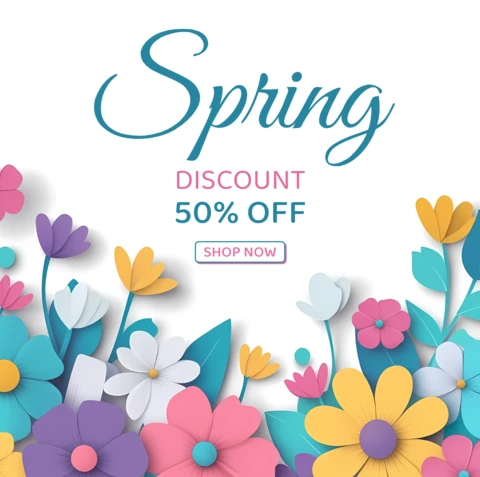 Spring Discount Design Template - 50% Off Floral Promotion