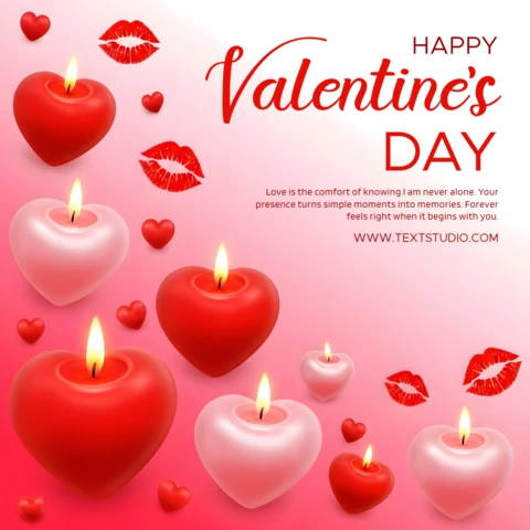 Plantilla de diseño de vela en forma de corazón para tarjetas de felicitación del Día de San Valentín