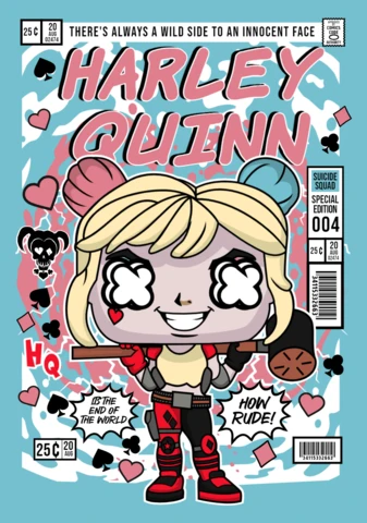 Harley Quinn Cartoon Character Magazine Cover Design Template