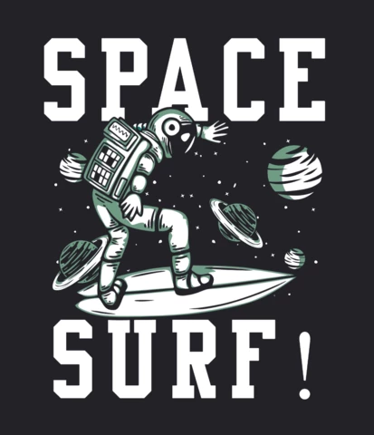 Astronaut Surfing Vintage T-shirt Design Template