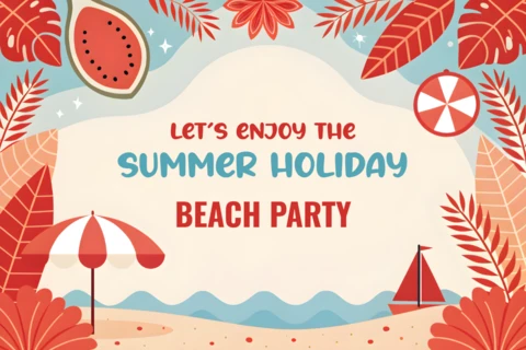 Modèle de design de fête de plage pour les vacances d'été dans un style tropical vibrant