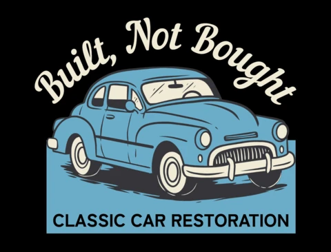 Built, Not Bought Classic Car Restoration & Auto Craftsmanship T-Shirt Design Template