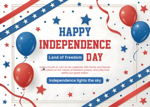 Plantilla de diseño festivo del día de la independencia americana con globos y estrellas.
