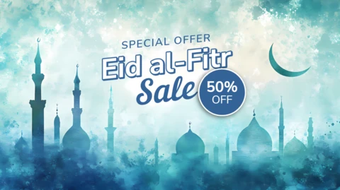 Modèle de vente pour l'Aïd al-fitr - style aquarelle