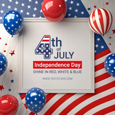 Template de celebração do 4 de julho em 3d realista com design de balões vermelhos, brancos e azuis