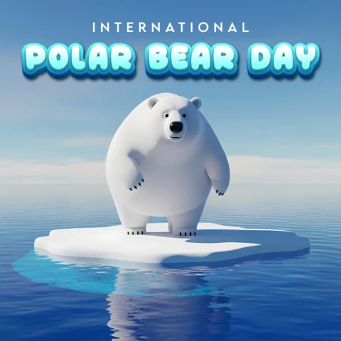3D Polar Bear Day Celebration Template for Flyers and Posters