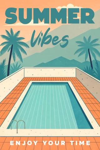 Summer Vibes Poolside Design Template for Posters and Promotional Materials
