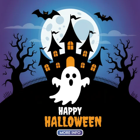 Spooky Halloween Castle Design Template for Festive Flyers