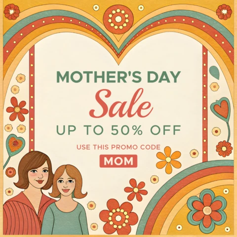 Colorful Retro Mother's Day Sale Template with Editable Design