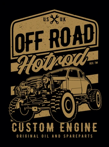 Vintage Off Road Hotrod Custom Engine T-shirt Design Template