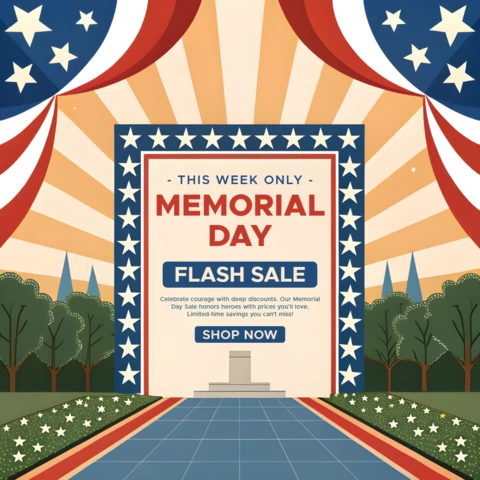 Patriotic Memorial Day Flash Sale Template - Vintage Design for Promotions