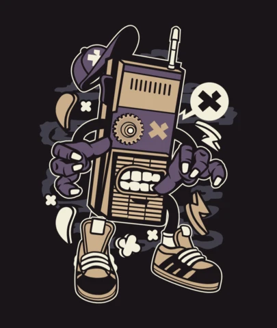 Dead Walkie Cartoon Character T-Shirt Design Template