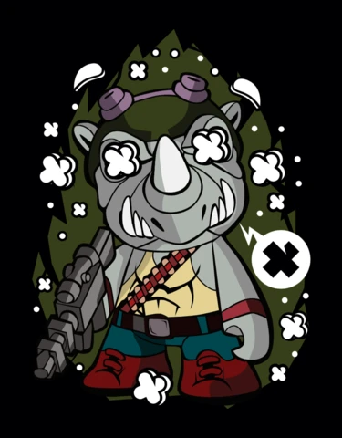 Rock Steady TMNT Cartoon Character T-shirt Design Template