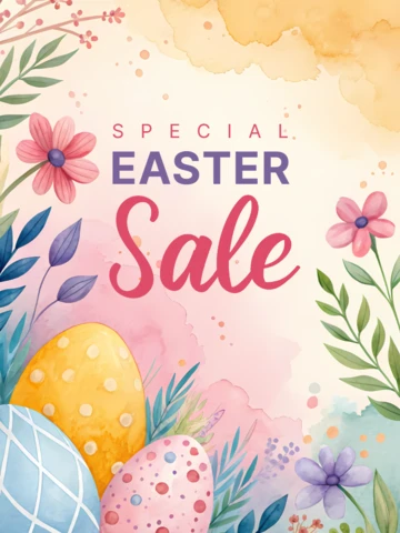 Watercolor Floral Easter Sale Design Template
