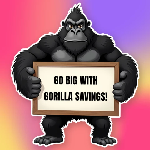 Atractiva plantilla de póster gorila de marketing para promociones y ahorro