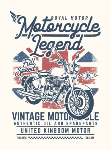 Modèle de t-shirt pour la légende de la moto en Angleterre