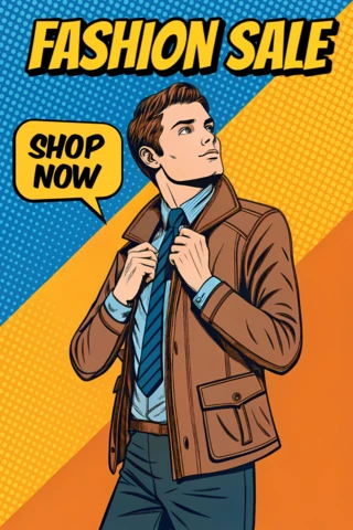Popart mode verkoop sjabloon voor promotionele posters