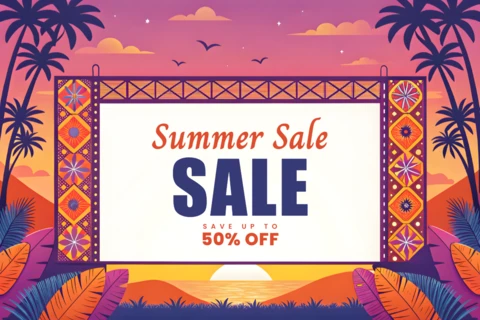 Vibrant Summer Sale Banner Template – Editable Design for Seasonal Promotions