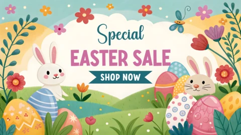 Whimsical Easter Sale Design Template for Festive Promotions