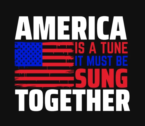 Шаблон дизайна футболки America is a tune independence