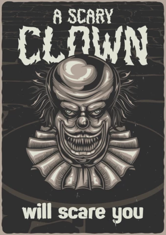 Modèle de conception d'affiche de clown effrayant