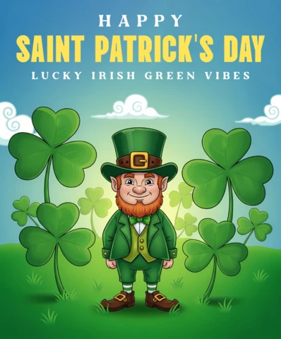 Saint Patrick's Day Leprechaun Design Template for Festive Greeting Cards