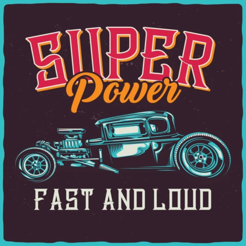 Super Power Hot Rod Vintage Poster Design Template