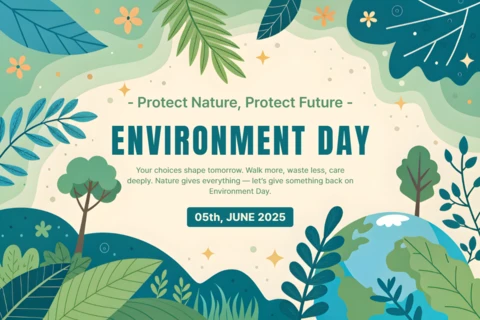 Environment Day Design Template for Sustainable Awareness with Childish Landscape
