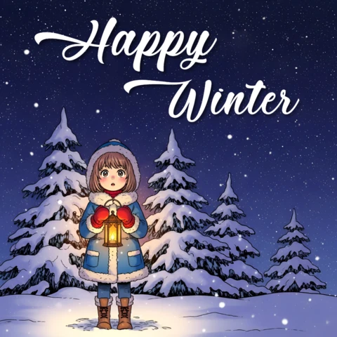 Template de design de paisagem de inverno com lanterna e paisagem nevada para cartões de saudação