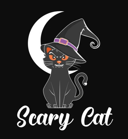 Gruselige halloween schwarze katze hexe t-shirt design vorlage
