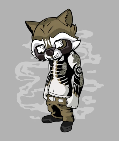 Rocket GOTG Gangster Comic Caricature Pop Culture T-Shirt Design Template