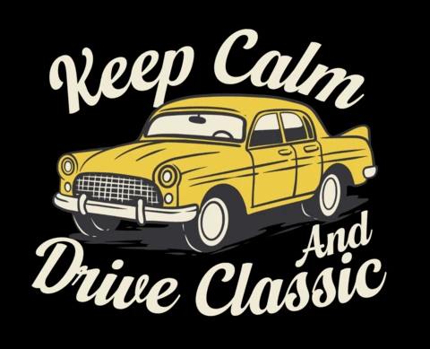 Keep Calm and Drive Classic Vintage Car T-Shirt Design Template