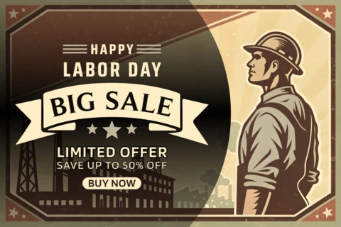 Vintage Labor Day Sale Design Template - Editable Promotional Graphic
