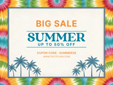 Vibrant Summer Sale Template Design with Tie-Dye Background