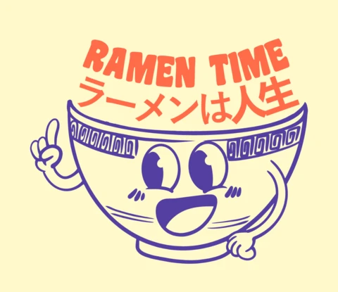 Modèle de conception de temps de ramen ludique – style cartoon modifiable