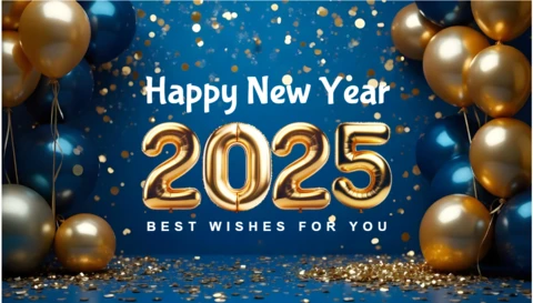 Golden Balloons Happy New Year 2025 VIP Greeting Card Template