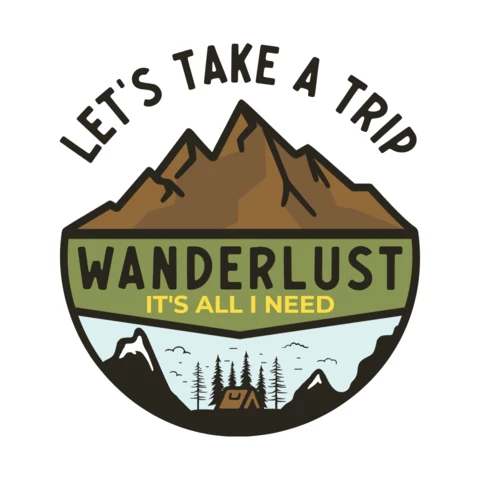 Wanderlust Mountains Badge Template Design