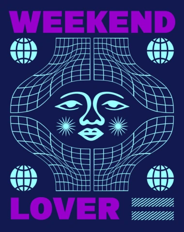 Retro Face Design Template for Weekend Lover Apparel