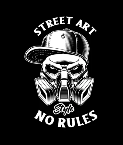 Graffiti Skull With Gas Mask T-Shirt Design Template