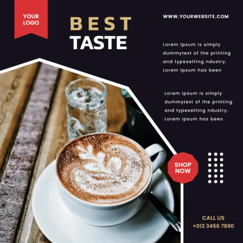 La mejor plantilla de diseño para publicaciones en redes sociales promocionales de café en oferta