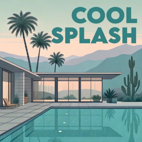 Modern Tropical Poolside Design Template for Retro Flat Postcard