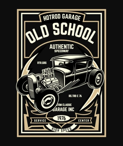 Hotrod Garage Car T-Shirt Design Template