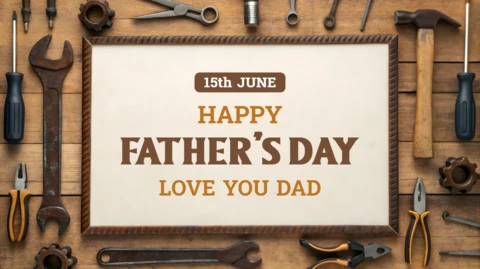 Rustic Father's Day Design Template with Tools and Warm Wishes