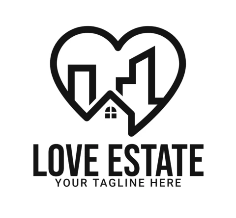 Love real estate realtor logo design template