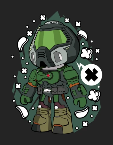 Modèle d'affiche de la culture pop pour le personnage de bande dessinée "Doom slayer" (tueuse de monstres)