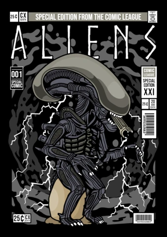Modelo de design de capa de revista de personagem de desenho animado Aliens