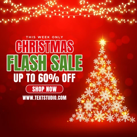 Christmas Marketing Poster Holiday-Themed Sale Design with Decorative Tree and Elegant Glow